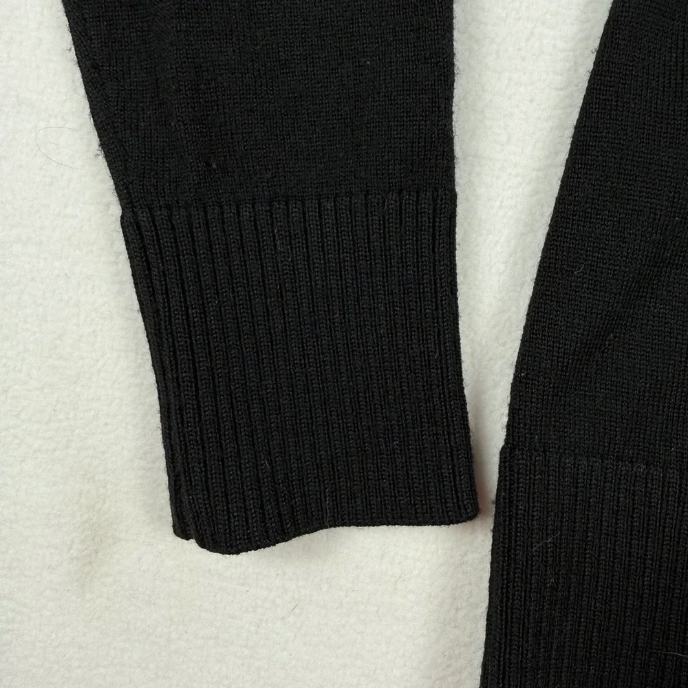 Tory Burch Simone Cardigan XS Black Wool Logo Button Preppy Minimalist Sweater